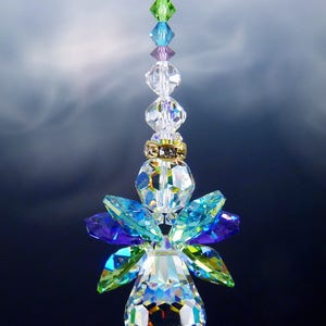 Swarovski Crystal Suncatcher Original PEACOCK COLORS ANGEL Made with Rare Vintage Aurora Borealis Body and Wings Lilli Heart Designs image 7