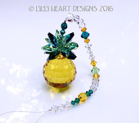 m//w Swarovsk Crystal 30mm Light Topaz Pineapple Suncatcher Lilli Heart Designs