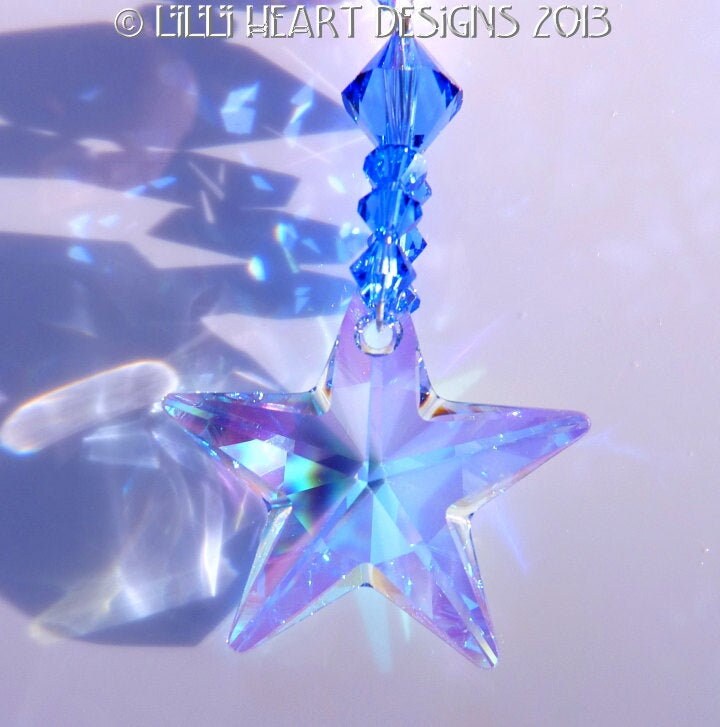 Swarovski Crystal Suncatcher Sapphire Blue Aurora Borealis