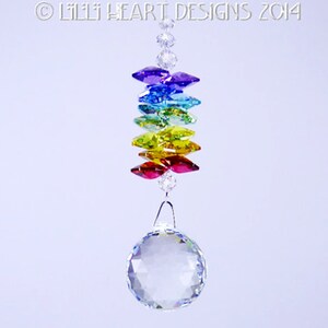 Swarovski Crystal Suncatcher BEST BALL Rainbow Maker with 7 Healing Chakra Colors Double Stack Ornament by Lilli Heart Designs