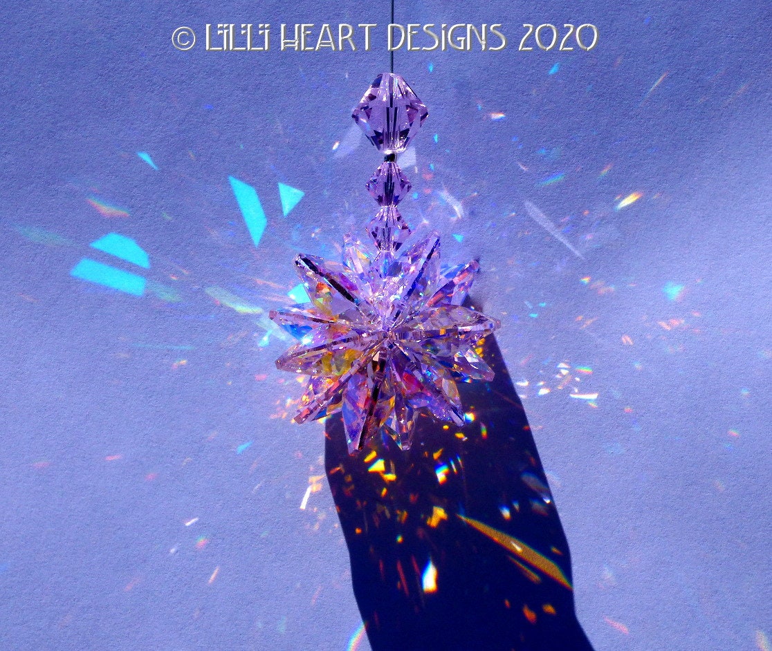 Swarovski Crystal Suncatcher Blue Aurora Borealis Coated RARE
