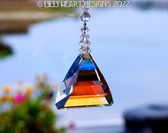 Swarovski Crystal Suncatcher VERY RARE FLAME 35mm Aurora Pyramid Vintage Car Charm Rear View Mirror Window Prism Lilli Heart Designs
