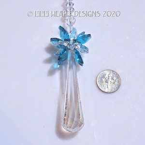 Swarovski Crystal Suncatcher Rare 63mm SILVER SHADE FLOW with Aurora Borealis and Indicolite Star Top Car Charm Pendulum Lilli Heart Designs