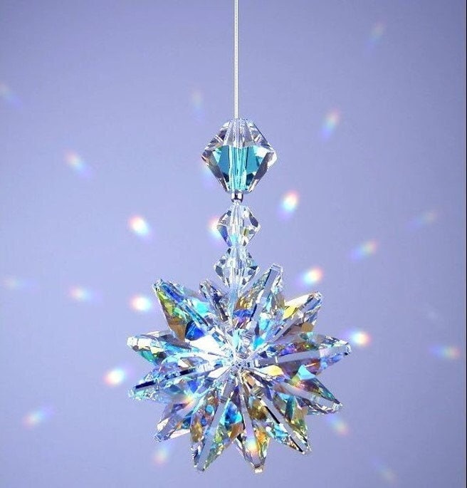 Swarovski Crystal Suncatcher Aurora Borealis Lily Octagons Window