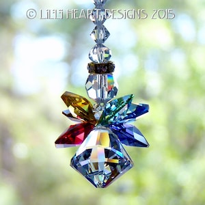 Swarovski Crystal Suncatcher Angel Pirouette Colorful Little Happy Rainbow Angel Car Charm Window Ornament for RainbowsLilli Heart Designs