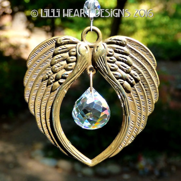 Swarovski Crystal Clear 20mm Mozart Ball in Bronze Angel Wings Suncatcher Crystal Strand Car Charm Rainbow Maker Lilli Heart Designs