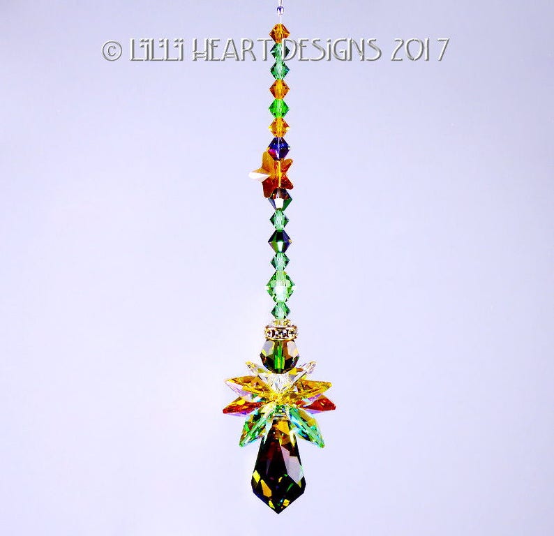 Swarovski Crystal Suncatcher Very Rare Retired Body Fall Leaves Colors AUTUMN STAR ANGEL Car Charm Home Decor by Lilli Heart Designs image 8