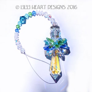 Atrapasueños de cristal de Swarovski EXTREMADAMENTE RARO, carámbano y alas de aurora boreal de 44 mm, el ángel del mar más grande de Lilli Heart Designs