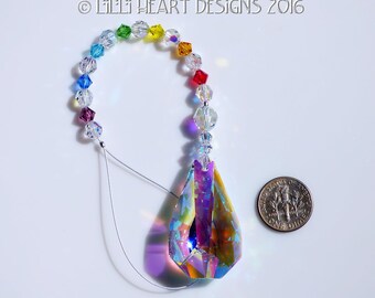 Swarovski Crystal Suncatcher SEHR SELTEN 8751 38 mm Aurora Borealis Vintage CHAKRA Suncatcher Autoanhänger Rückspiegel Lilli Heart Designs