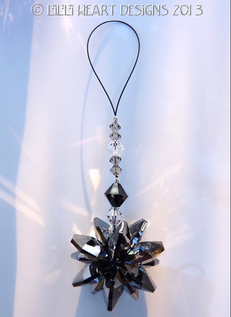 Swarovski Crystal Suncatcher Car Charm Silver Night Black Logo Etsy
