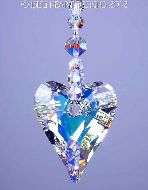 Swarovski Crystal Stuncatcher LARGE Retired 37mm Aurora Borealis Wild Heart Aurora Borealis Strand Car Charm or Home by Lilli Heart Designs