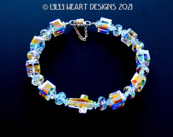 Swarovski Crystal Criss Cross Silver Tone Hinged Bangle  display picture 1