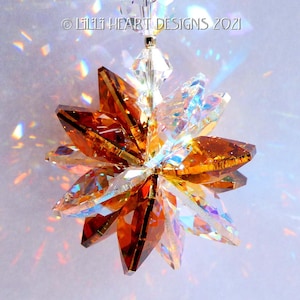 NEW RARE Retired Copper Swarovski Crystal Suncatcher Lily Octagons with Aurora Borealis Rainbow Maker Car Charm Star Lilli Heart Designs