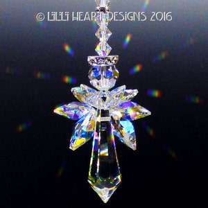 Swarovski Crystal Suncatcher Big All Aurora Borealis Guardian Angel Four Size Wings Logo Etched Strass Car Charm Lilli Heart Designs