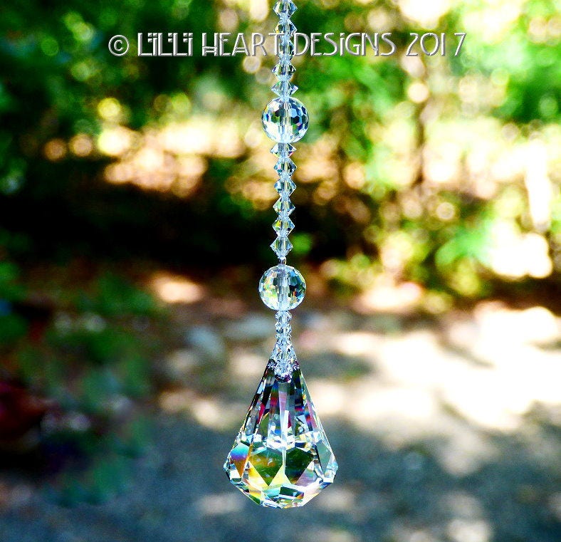 Crystal Suncatcher with Swarovski Crystals. Rainbow Connection Heart or  Round Drop. Made in USA – Just Bead It