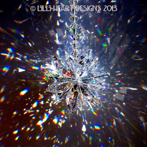 Swarovski Crystal Suncatcher Huge 20mm Finest Clear Lily Octagons Suncatcher Star Starburst Ornament BIG RAINBOW MAKER Lilli Heart Designs