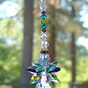 Swarovski Crystal Suncatcher Original PEACOCK COLORS ANGEL Made with Rare Vintage Aurora Borealis Body and Wings Lilli Heart Designs image 6