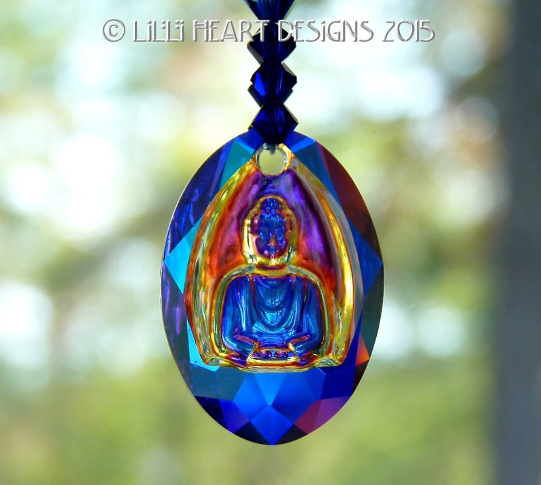 Swarovski Crystal Suncatcher BLUE Healing MEDICINE BUDDHA Car Charm Turquoise and Lapis Gemstones on Strand Lilli Heart Designs Etsy Canada