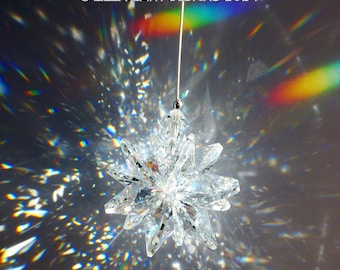 Swarovski Kristall Solfångare LITEN Liten Klar Kristall Solfångare Åttkantig Stjärna Stjärnexplosion Bilberlock Fönsterdekor av Lilli Heart Designs
