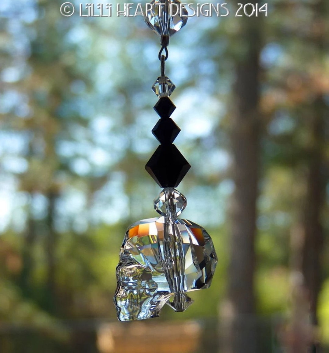 Swarovski Crystal Clear Crystal SKULL Suncatcher Car Charm RARE
