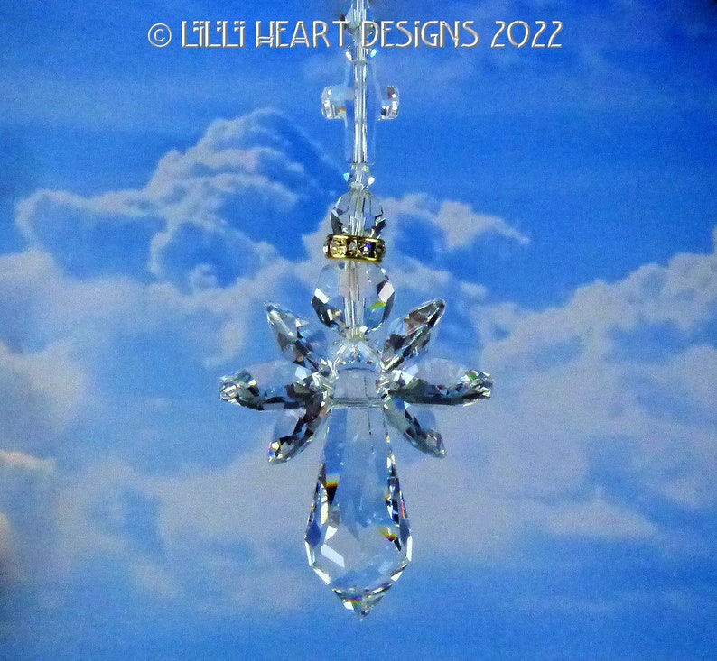 Swarovski Crystal CAR CHARM *shorty Angel With Cross* Clear Suncatcher ...