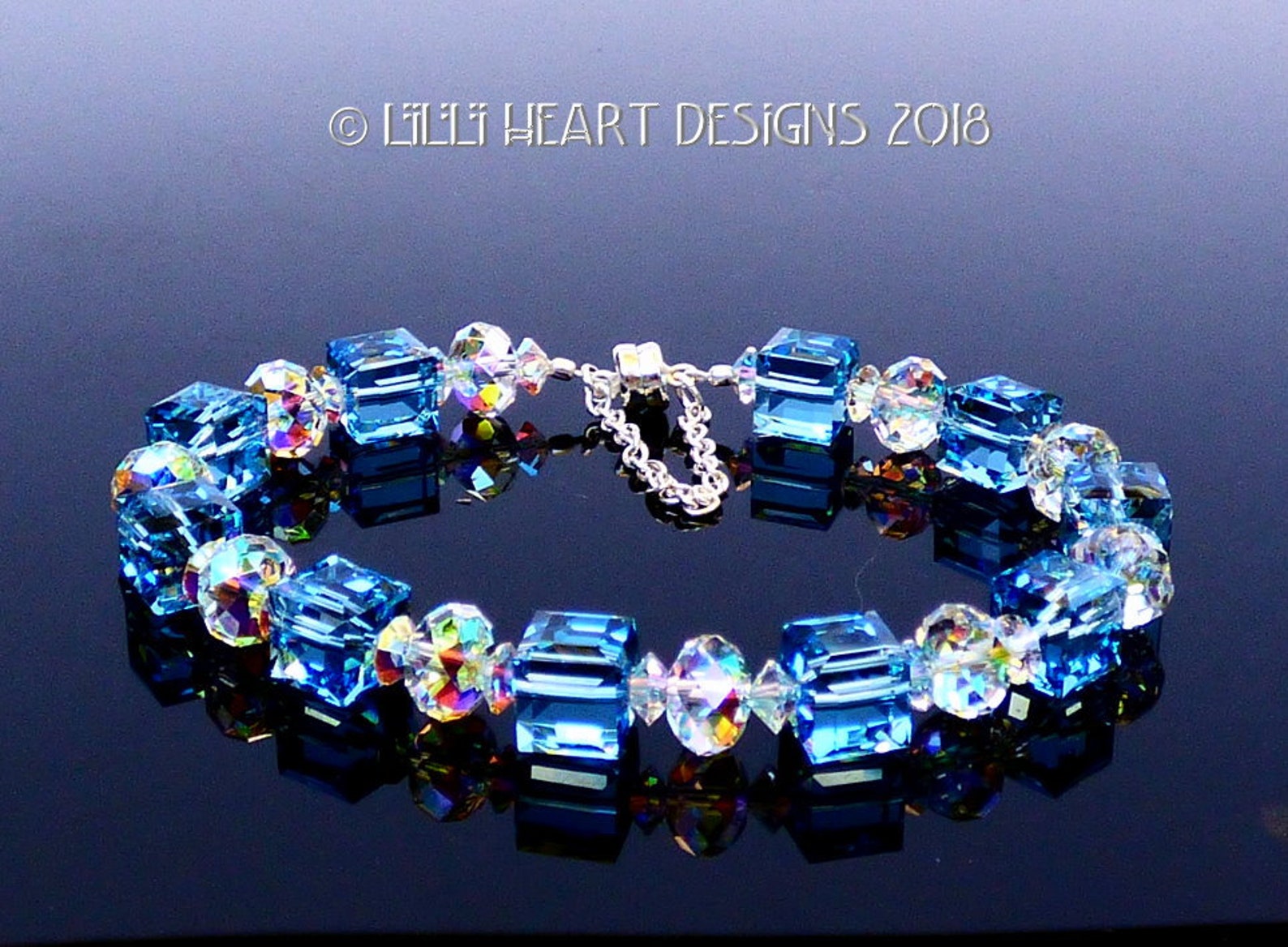 Aurora Borealis Swarovski Crystal Bracelet – Aurora Borealis Swarovski Crystal Floral Bracelet main image 1