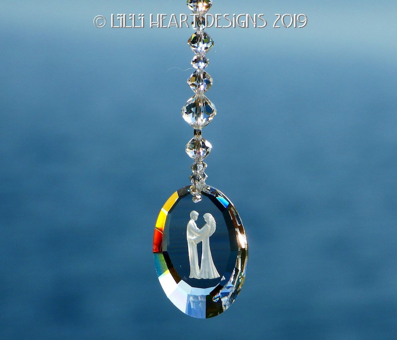 Swarovski Kristall Super RARE VINTAGE Suncatcher The Couple Verliebtes Hochzeitspaar Mann und Frau Vintage Perlen Auto Charm Lilli Herz Designs Bild 7