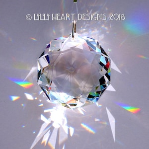 Swarovski CRYSTAL CLEAR "The Dahlia Flower" Suncatcher 38mm Prism Rainbow Maker Rear View Mirror Car Charm Ready to Hang Lilli Heart Designs