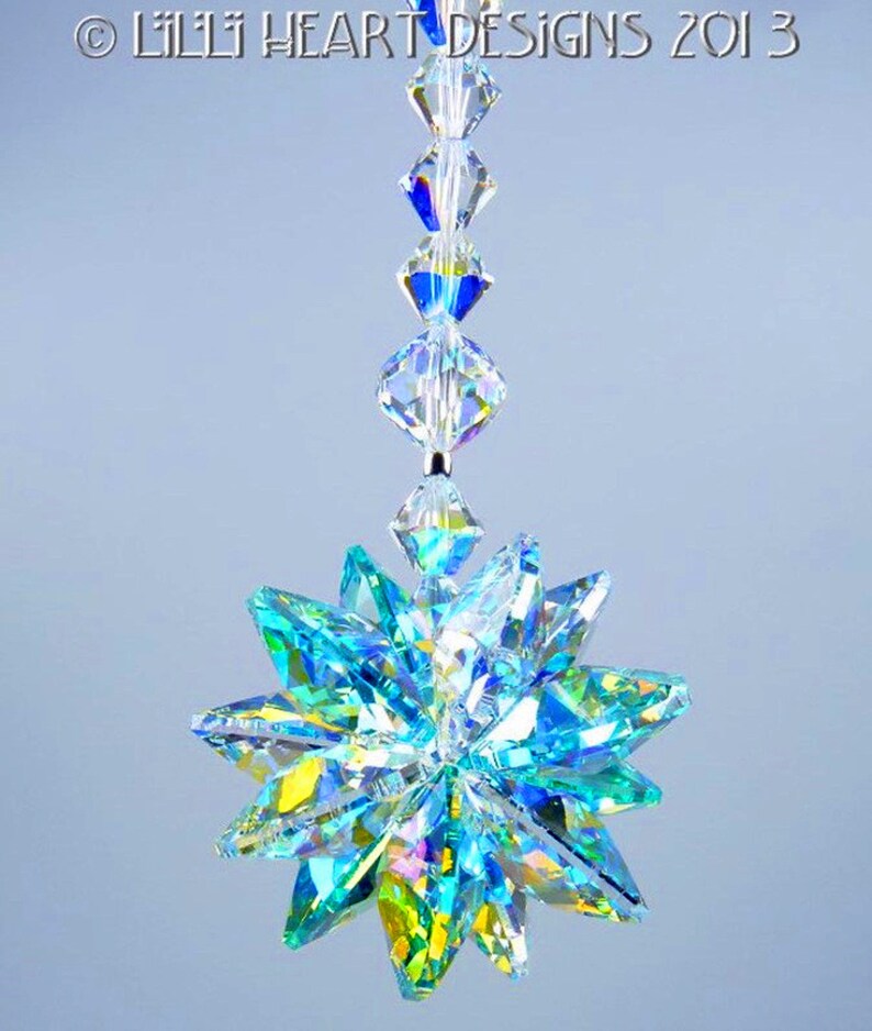 Swarovski Crystal Suncatcher Aurora Borealis Aqua and AB Etsy