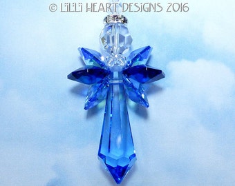 Swarovski Crystal Suncatcher RARE Aurora Borealis Sapphire Blue Wings Retired 8621 38mm Icicle Body Angel Car Charm Lilli Heart Designs