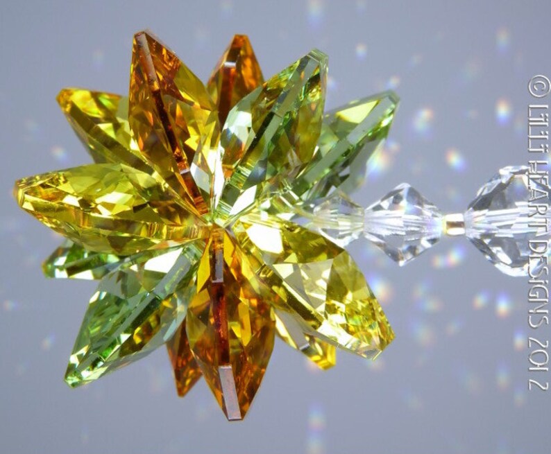 Swarovski Crystal Suncatcher Car Charm Autumn Leaves Colors Etsy
