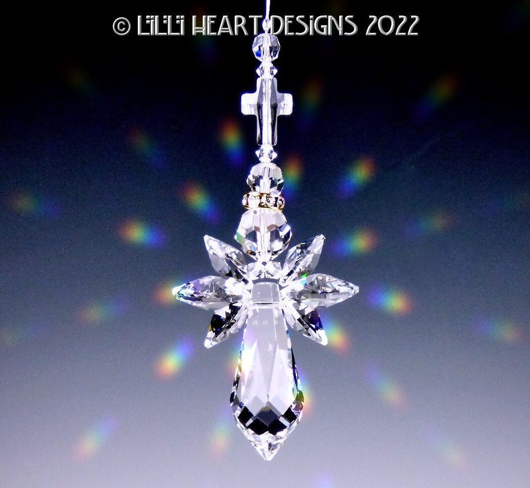 Swarovski Crystal CAR CHARM *shorty Angel With Cross* Clear Suncatcher ...