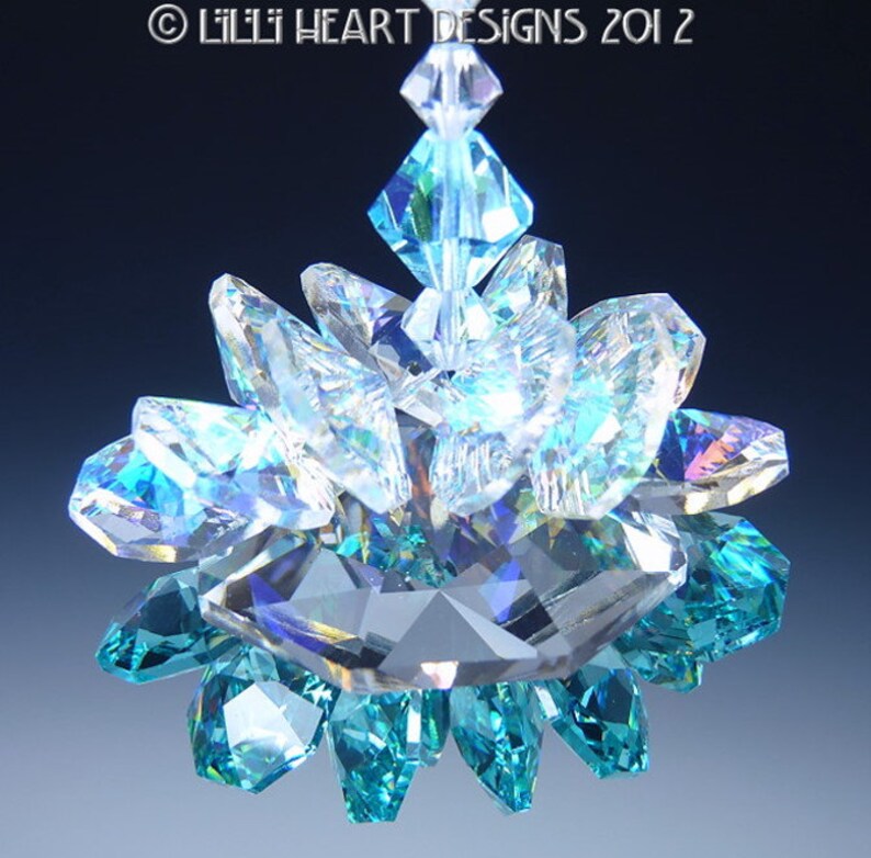 Swarovski Crystal Suncatcher HUGE Aqua With Aurora Borealis Etsy