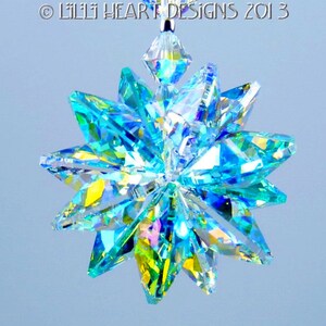 Swarovski Crystal Suncatcher Aurora Borealis Aqua and AB  "Lily Octagons" Starburst Car Charm Limited Edition by Lilli Heart Designs