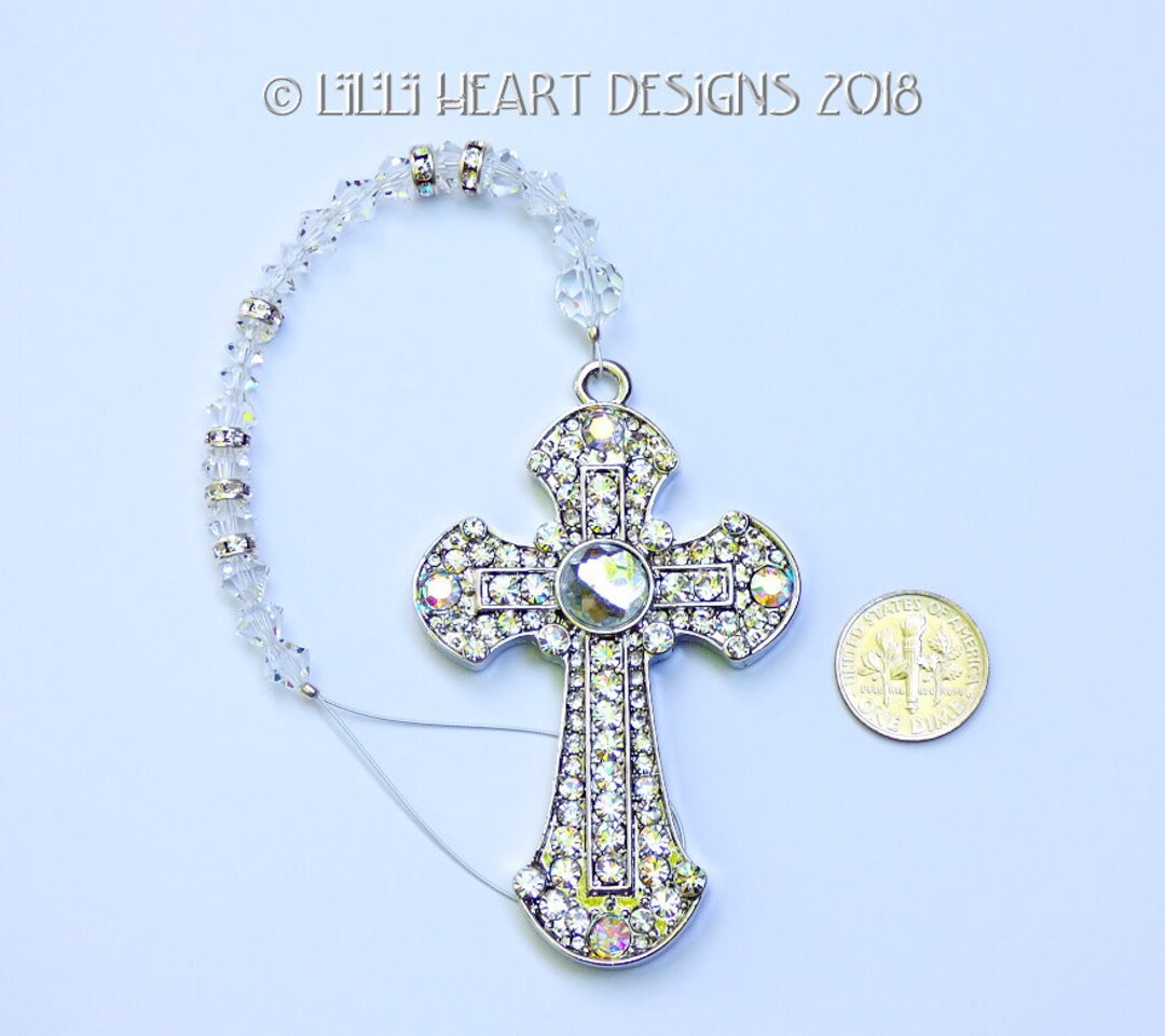 Big 2.5 Inch RHINESTONE STUDDED CROSS M/w Swarovski Crystal Beaded ...