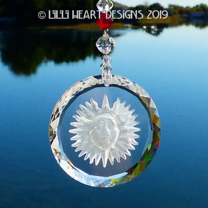 Swarovski Crystal Suncatcher Super RARE VINTAGE Brilliant Clear Round Faceted SUNFACE Chakra and Vintage Beads Car Charm Lilli Heart Designs