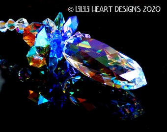 Swaroski Crystal Suncatcher 50mm RARE RETIRED AB Spiral Twist "Northern Lights" Rainbow Maker Home Decor or Car Charm Lilli Heart Designs