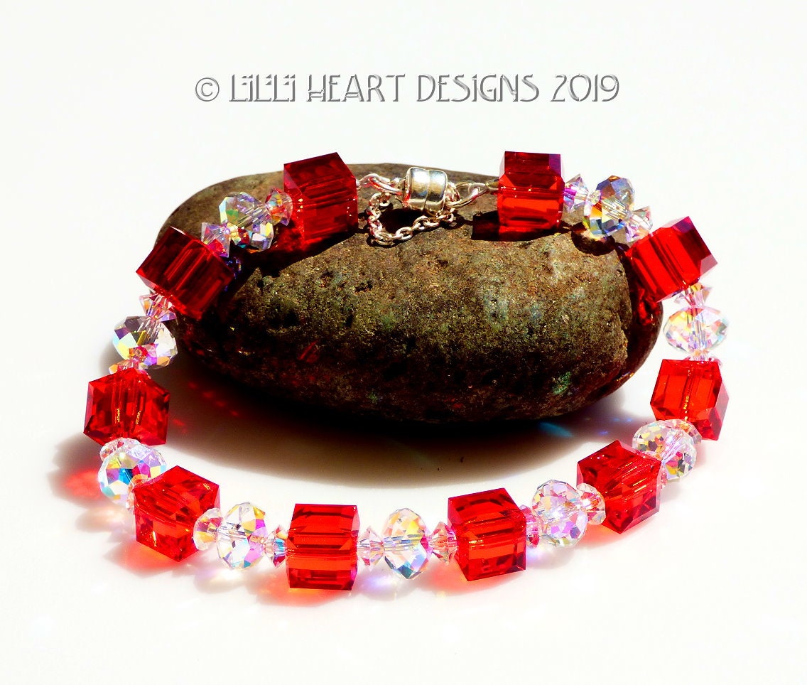 Sunset Red Crystal Miyuki Bead Anklet – Bright & Gallant