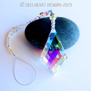 Swarovski Crystal Suncatcher 50mm Diamond Trellis Kite RARE AB Vintage LONG Fancy Strand New Style Beads Window Prism Lilli Heart Designs