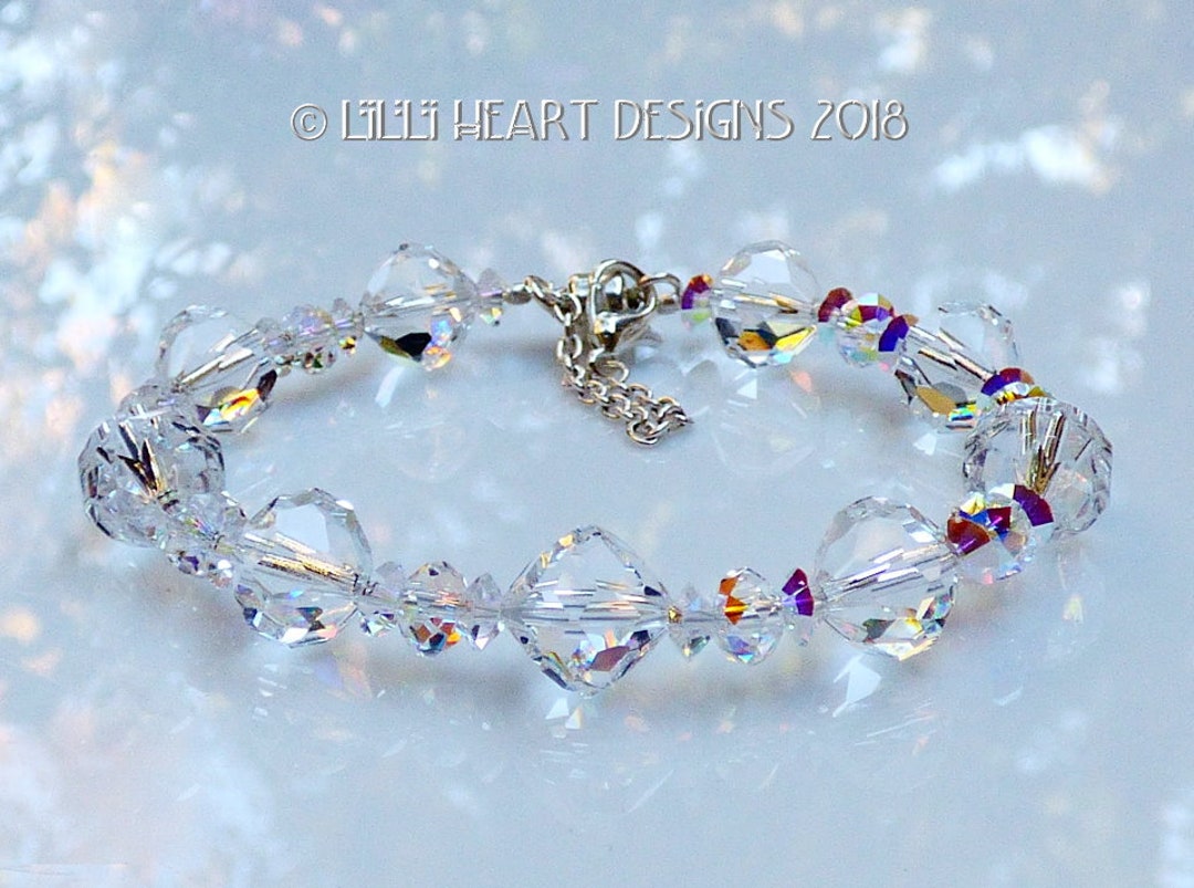 Swarovski Crystal Bracelet VINTAGE BIG 10mm Clear Beads With 