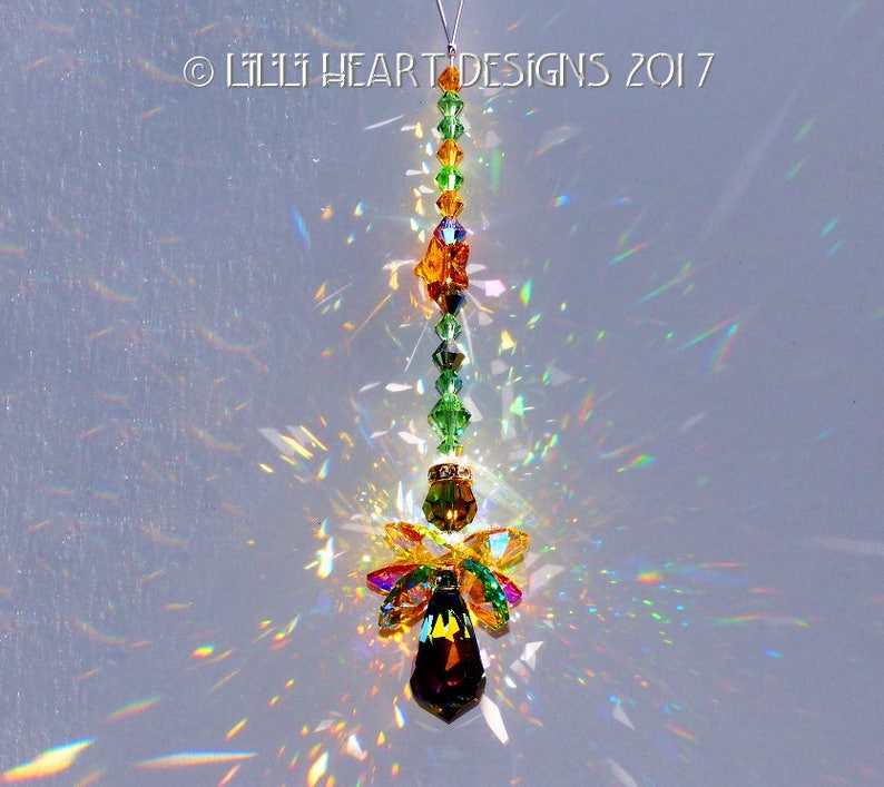 Swarovski Crystal Suncatcher Very Rare Retired Body Fall Leaves Colors AUTUMN STAR ANGEL Car Charm Home Decor by Lilli Heart Designs image 4