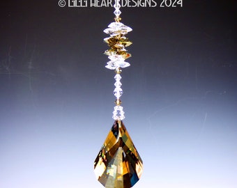 Swarovski Crystal Suncatcher Rare BRONZE SHADE OLOID Vintage 63mm 2.5" Vintage Prism Stack of 16 Logo Etched Octagons Lilli Heart Designs