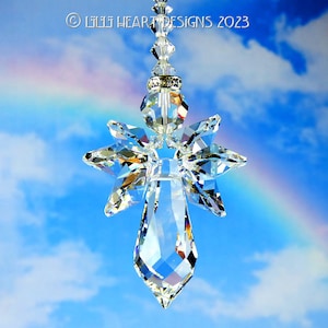 BEST SELLER Swarovski Crystal Clear Suncatcher * Vintage Big Wings * Rainbow Maker Angel Car Charm Home or Auto Lilli Heart Designs