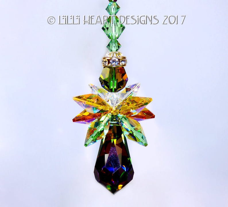 Swarovski Crystal Suncatcher Very Rare Retired Body Fall Leaves Colors AUTUMN STAR ANGEL Car Charm Home Decor by Lilli Heart Designs image 2