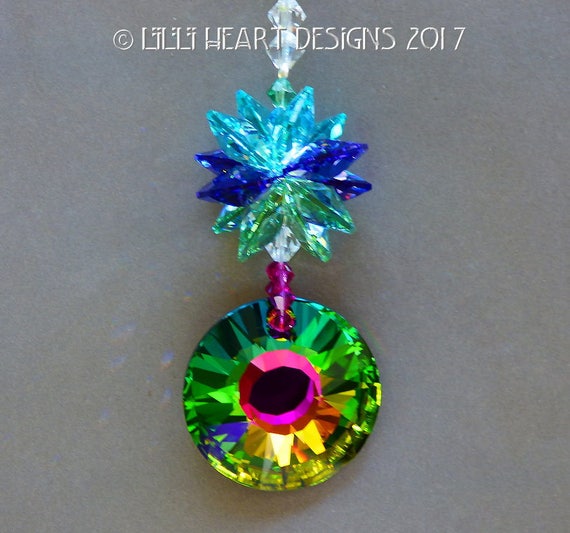 スワロフスキークリスタルサンキャッチャー ピーコックカラー ヴィ