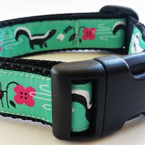 Lil' Stinker Dog Collar, Handmade, Adjustable, Pet Accessories, Skunk, Flowers, Pet Lover, Gift Idea, Large Dog Collar , Stinky Dog, Farts image 4