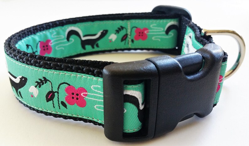 Lil' Stinker Dog Collar, Handmade, Adjustable, Pet Accessories, Skunk, Flowers, Pet Lover, Gift Idea, Large Dog Collar , Stinky Dog, Farts image 4