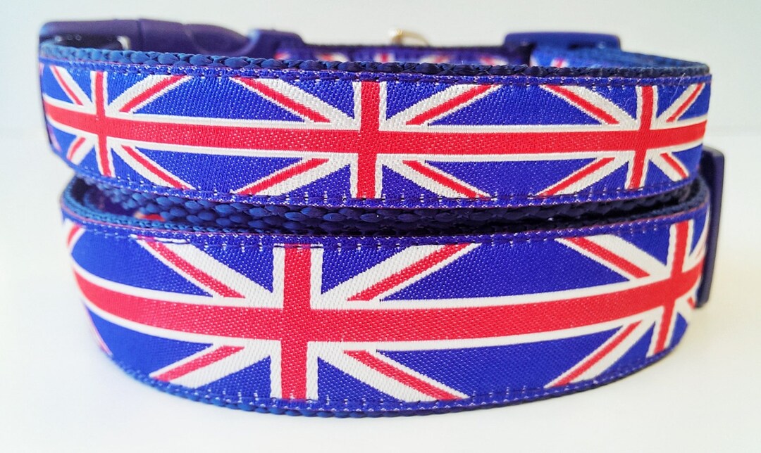 Union Jack Dog Collar / Pet Accessories / Handmade / Adjustable / Dog