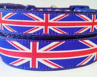 Union Jack - Dog Collar / Pet Accessories / Handmade / Adjustable / Dog Collar / Large Dog Collar / London / British / Small Dog Collar