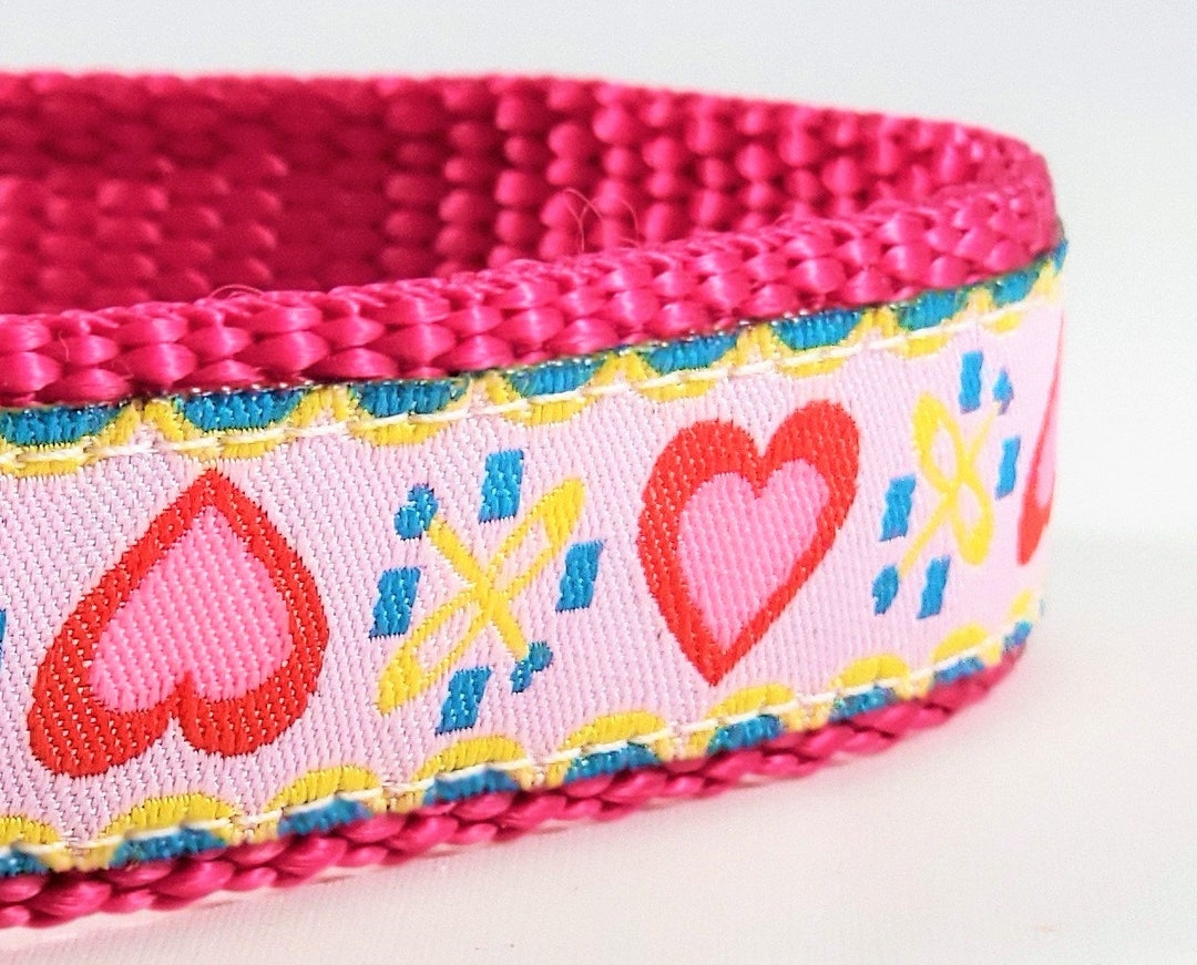 Pink Hearts Dog Collar / Adjustable / Small Dog Collar / Girl Dog